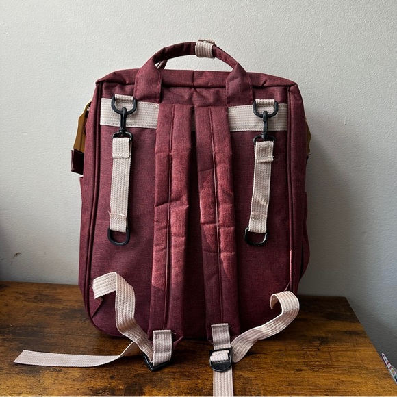 Elegant Burgundy Baby Bag with Changing Station - Picture 4 of 4